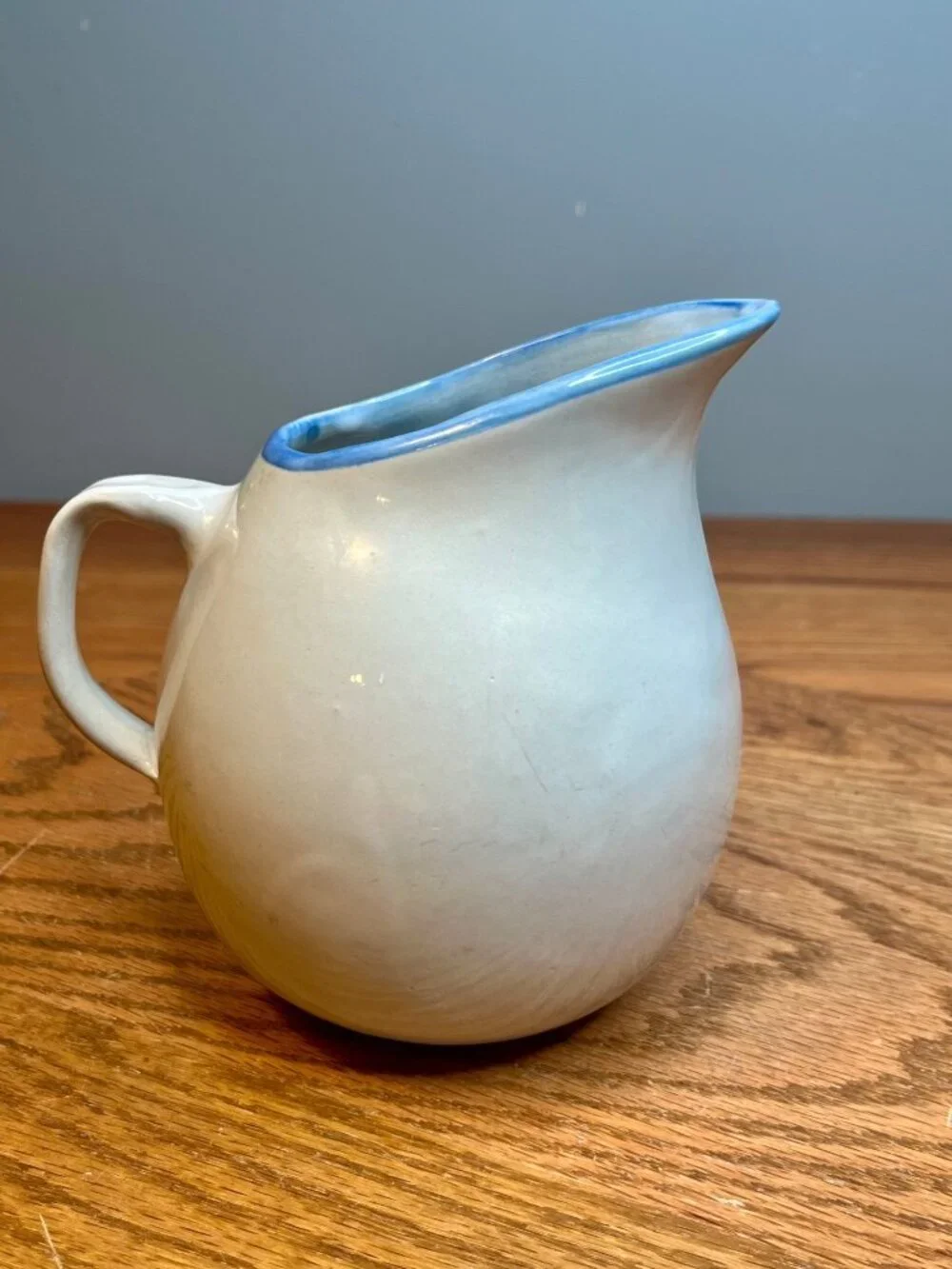 Vintage M.A. Hadley Pot Belly Milk Pitcher - Country Scene Blue-Horse